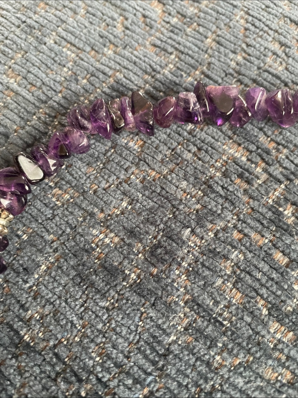 Vintage 1990s Amethyst Bead Necklace with Silver Cat Charms - Picture 8 of 10